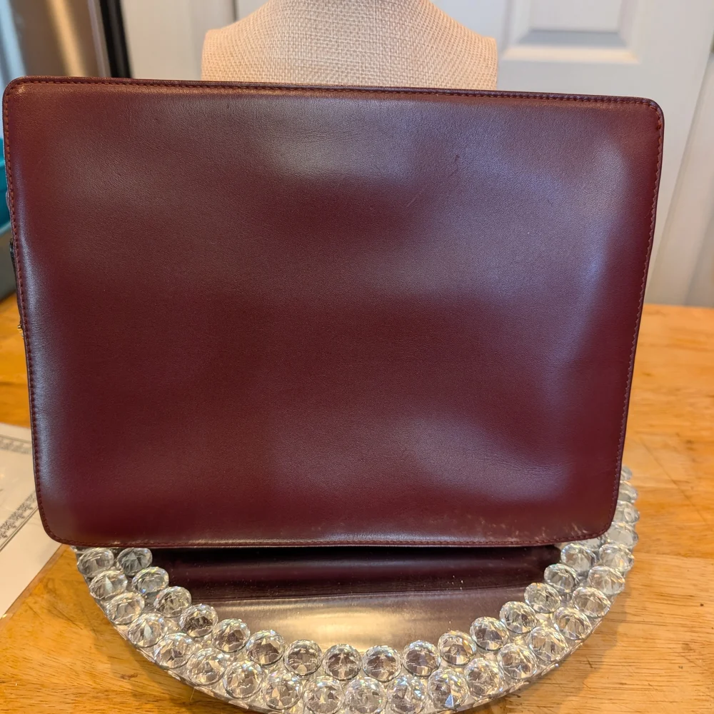 CARTIER Burgundy Bordeaux Leather Clutch w COA EUC